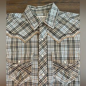 Ariat Long Sleeve Pearl Snap 100% Cotton Button‎ Up Shirt Size S Great Condition